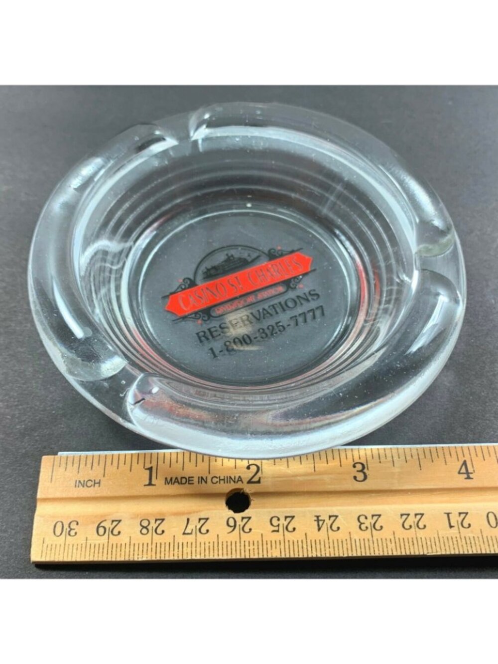 Casino St Charles Vintage Glass Ashtray Riverfront Station St Louis MO - Picture 3 of 7